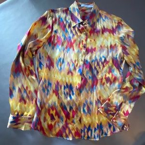 Carlos Miele silk blouse button front top large